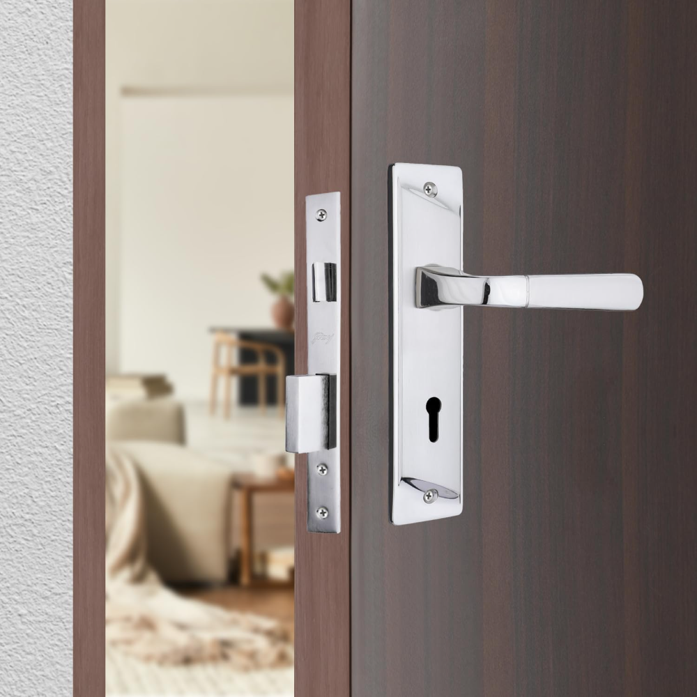 Godrej Mortise Lock|Handle Lock Set for Main and Internal Door I Eco Pin Cylinder|7 Inch Lockbody|ELC 04 6-Lever Zinc Alloy|3 Keys Isilver Finish|5Yr Warranty